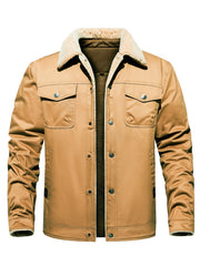 Men's Sherpa Lining Winter Jacket Cotton Cargo Coat