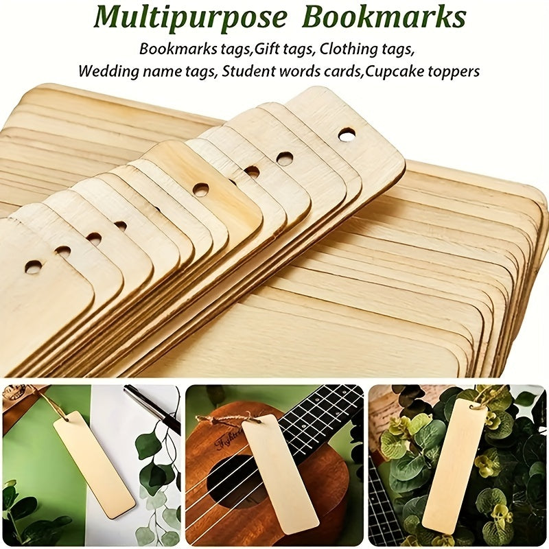 25pcs Wooden Bookmark With Rope Blank DIY Craft Unfinished Label
