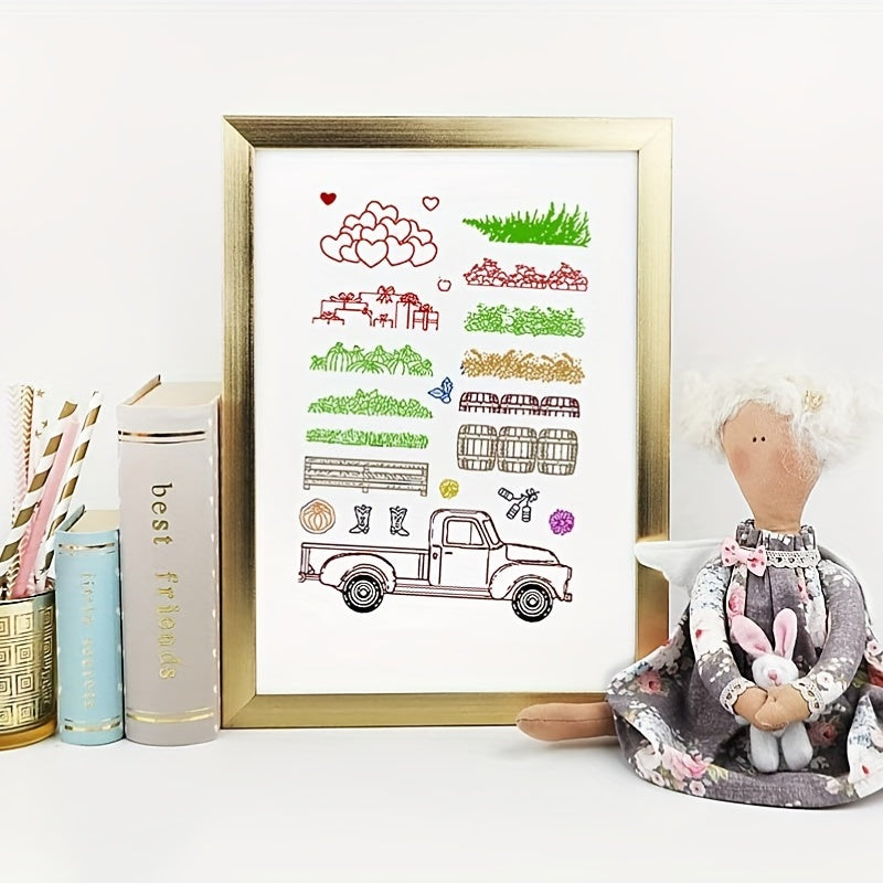 Truck Grass Love Stamps And Dies for Card Making Flowers
