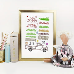 Truck Grass Love Stamps And Dies for Card Making Flowers