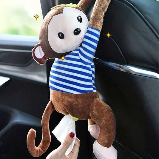 Monkey Plush Tissue Holder Hanging Pouch Cartoon Animals Paper Storage