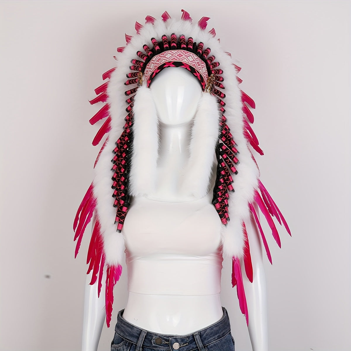 Vibrant Pink Feather Headband Party Accessory