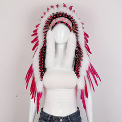 Vibrant Pink Feather Headband Party Accessory