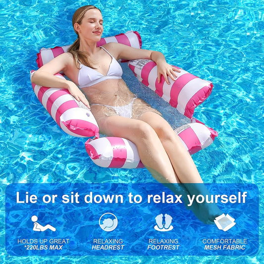 Inflatable Water Hammock Pool Float Chair for Adults