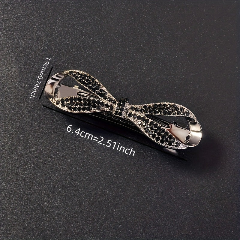 Rhinestone Bow Hair Clip French Barrette Ponytail Clip Hair Accessories