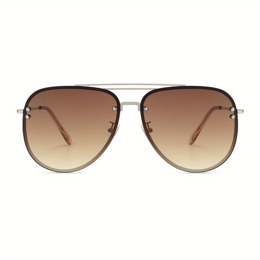 OUWEN Oversized Aviator Polarized Sunglasses Gradient Tea Lens