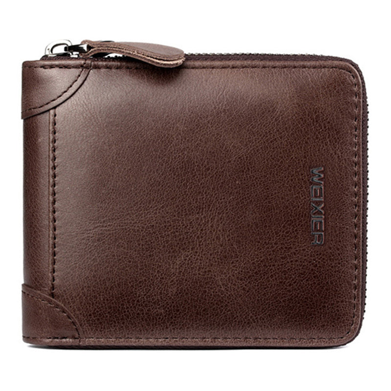 WEIXIER Men's Clutch Bag Retro Small Business Handbag Zipper Wallet