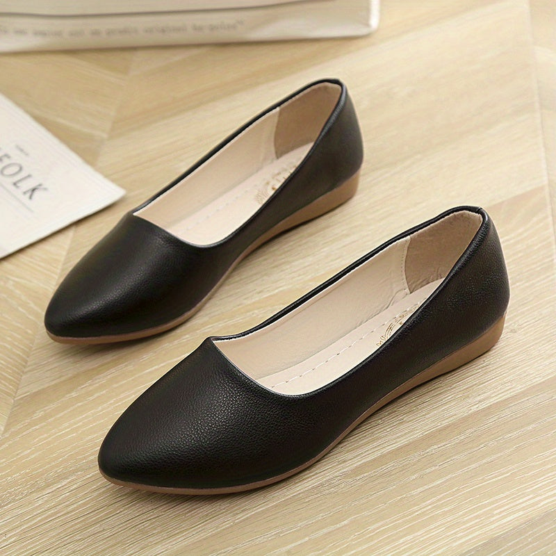 Women's Solid Flat Slip On Soft Shallow Mouth Shoes