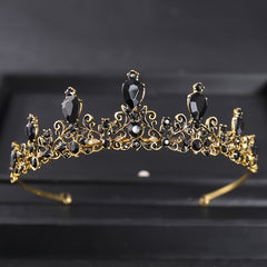 Vintage Gothic Antique Crown Tiara Headband With Rhinestone Crystals