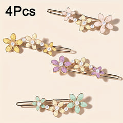 4pcs Flower Hair Pin Clip Summer Barrette Hair Slides Clip