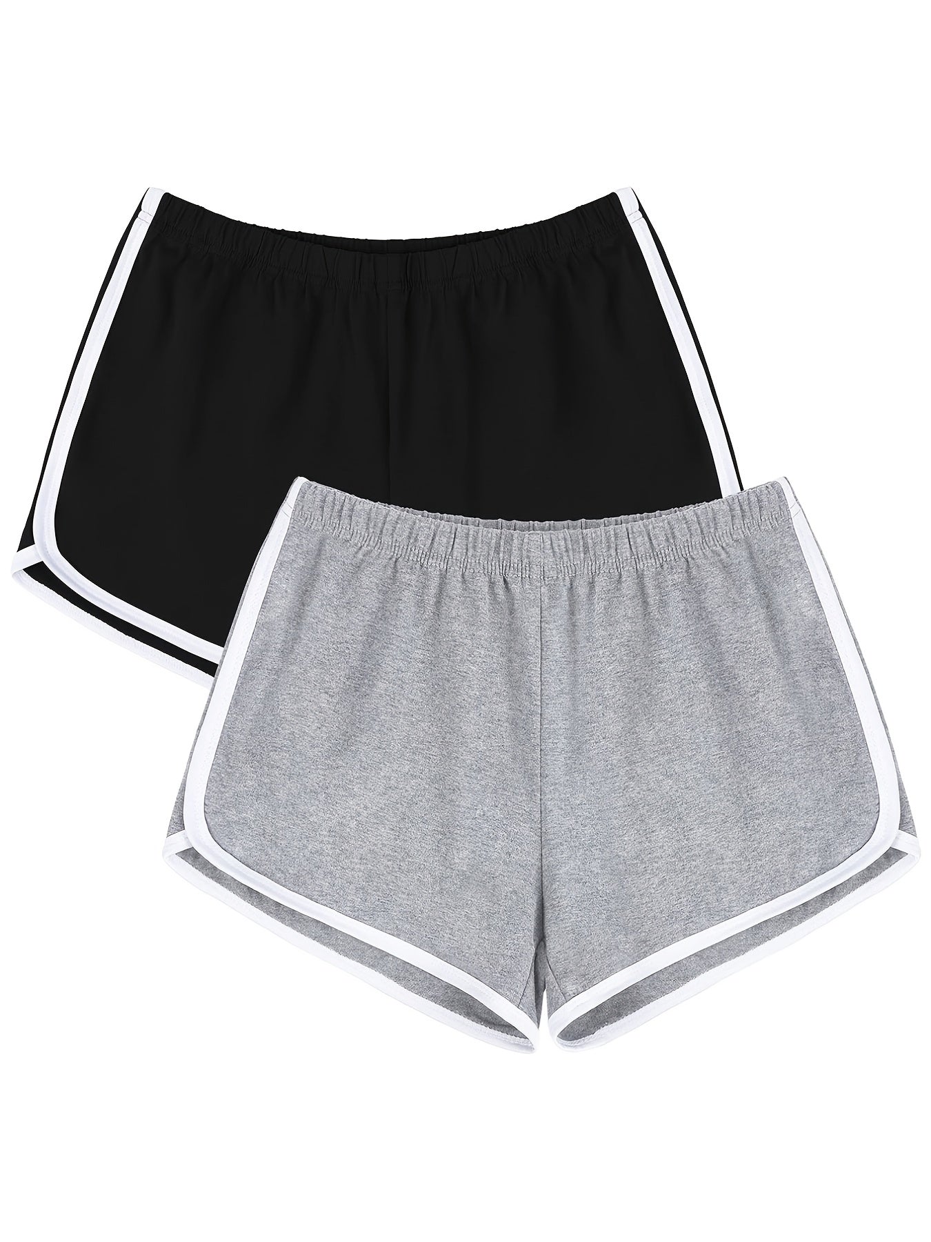 Women's Solid High Waist Track Shorts Set