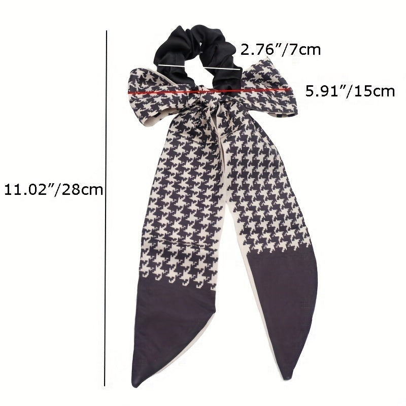 Polka Dot Silky Scarf Scrunchies Houndstooth Hair Tie