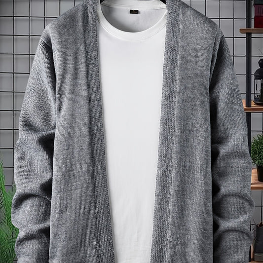 Men's Crew Neck Knit Cardigan Long Sleeve Sweater