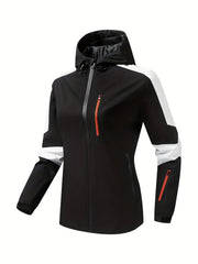 Women's Outdoor Block Sports Jacket Zipper Pockets Waterproof & Breathable