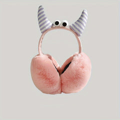 Cute Plush Earmuffs for Winter Cycling, Windproof and Warm