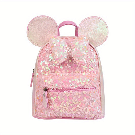 Kids Mouse Ear Sequin Butterfly Knot Backpack For Girls Boys