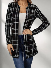 Windowpane Long Length Jacket Casual Open Front