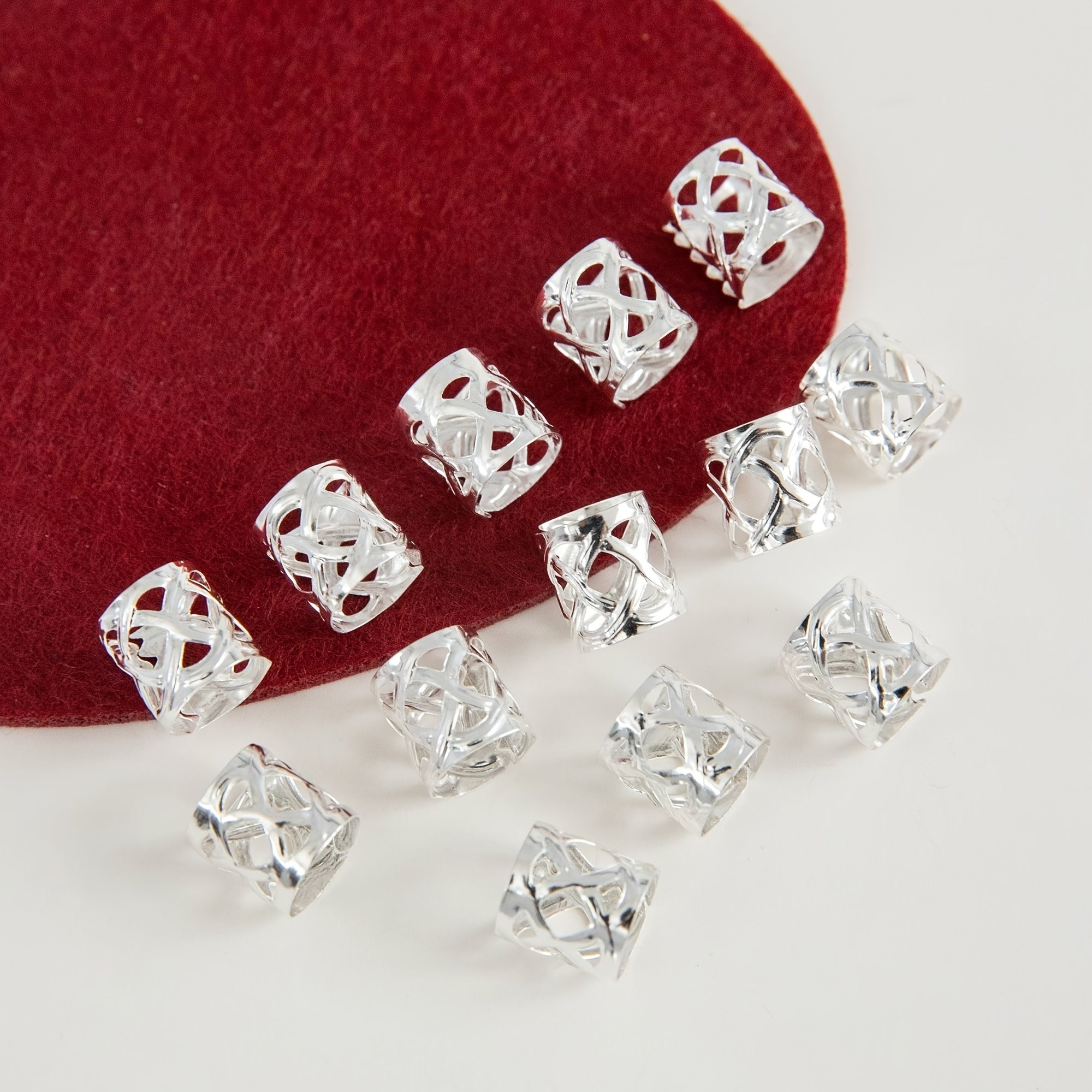 100pcs Metal Silvery Braid Beads Hair Clip