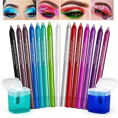 27 Pcs Rainbow Glitter Eyeliner Set with Sharpener