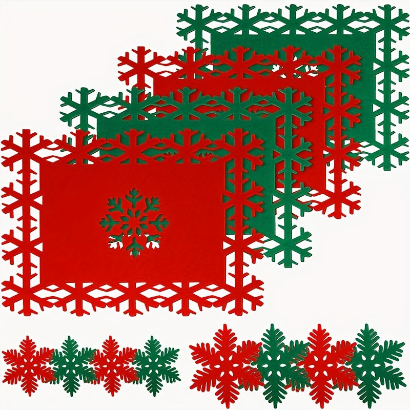 12pcs Christmas Table Pad Felt Heat Insulation Placemat