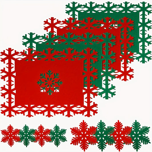 12pcs Christmas Table Pad Felt Heat Insulation Placemat