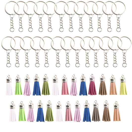 Key Chain Ring with Tassel Pendants Bulk for Crafts 100Pcs