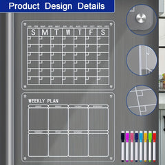 Acrylic Magnetic Fridge Calendar Set