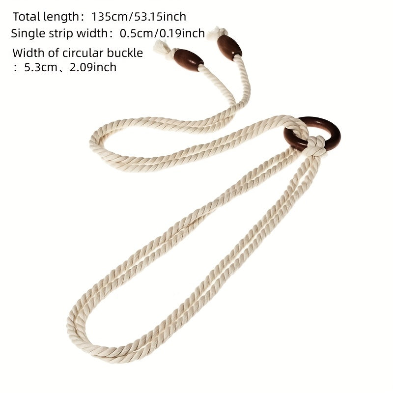 Braided Rope Belt with Tassel Sash - Vintage Style Waistband