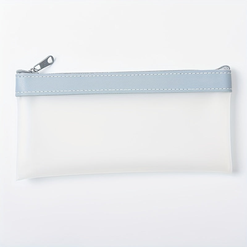 Transparent Frosted Pencil Case Zipper Cosmetic Storage Bag