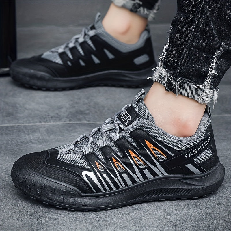 Men's Breathable PU Leather Hiking Shoes Non Slip Sneakers
