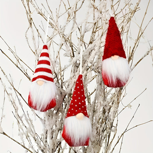 3pcs Christmas Tree Hanging Dwarf Decorations Plush Santa Claus Elf