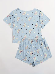 Unicorn Print Pajamas Set Short Sleeve Top & Shorts