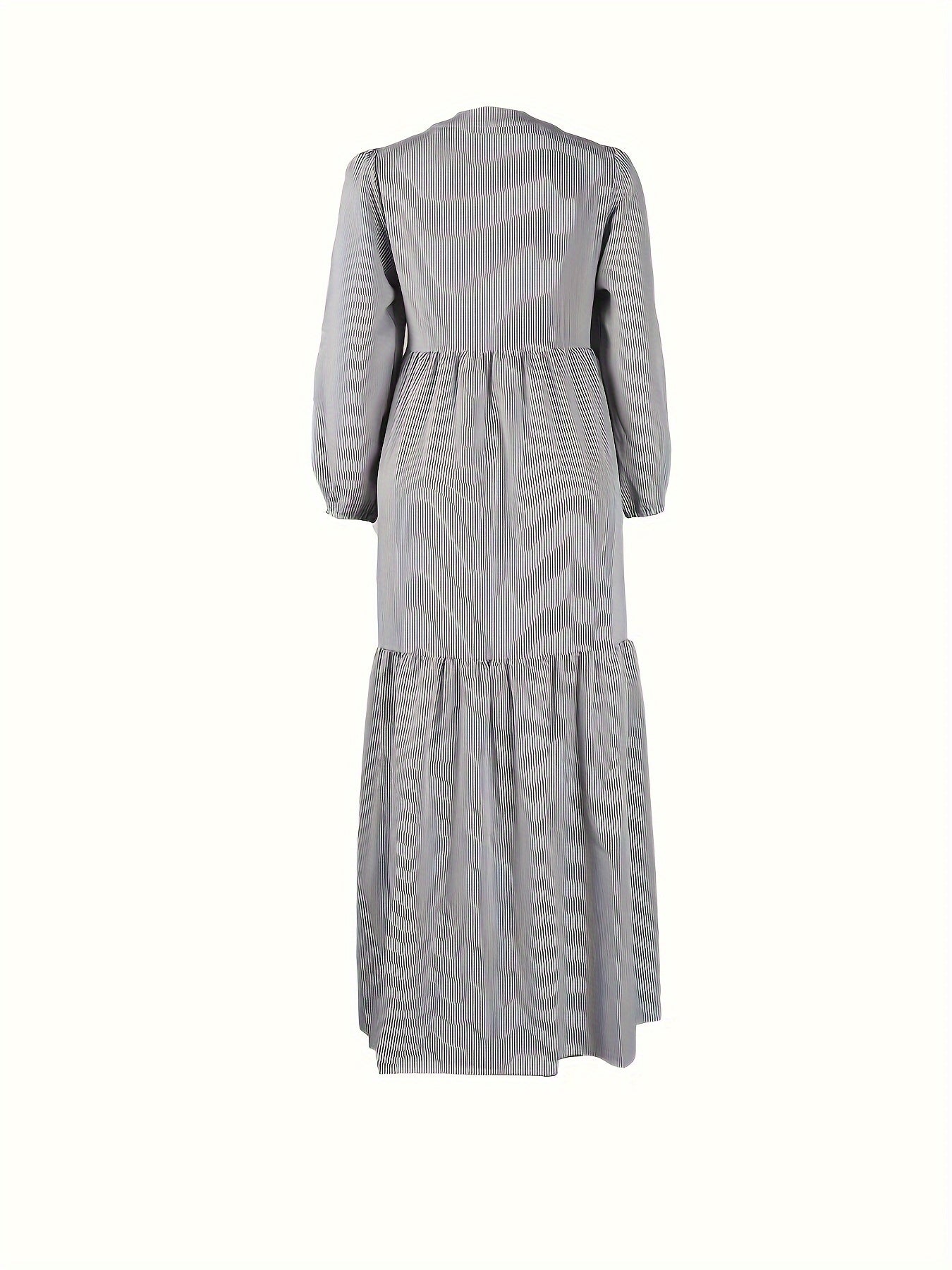Plus Stripe Print Lantern Sleeve Maxi Dress