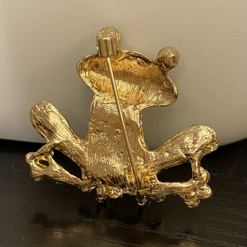 Colorful Enamel Frog Brooch Pin for Women Men with Rhinestone