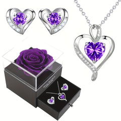 Heart Shaped Rose Jewelry Set for Mom Wife Daughter