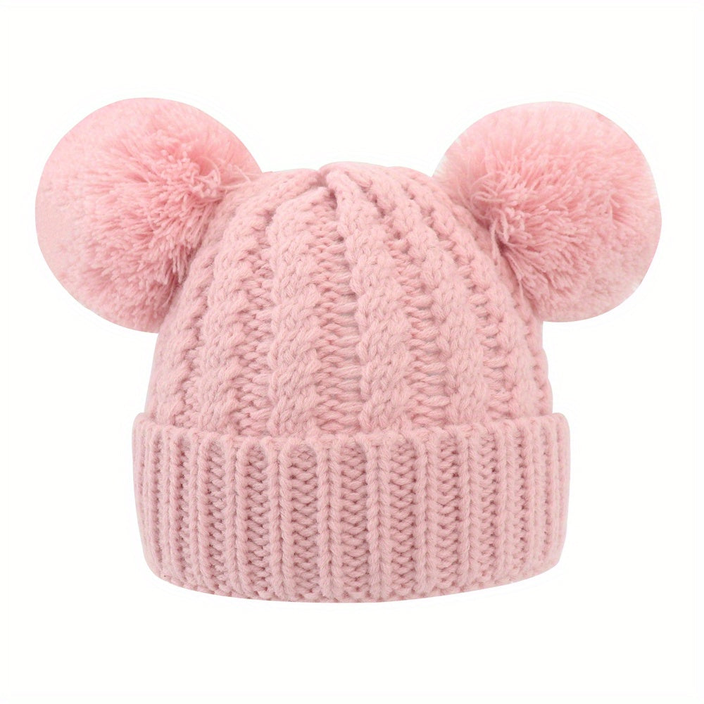 Children's Wool Ball Windproof Knitted Hat for Winter