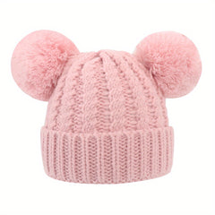 Children's Wool Ball Windproof Knitted Hat for Winter