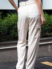  Casual Pants Women's Plus Solid Wide Leg Cargo Trousers