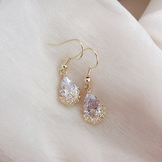 Zircon Flower Drop Earrings for Women