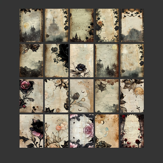 60pcs Retro Dark Series Journal Diary Material DIY Decoration Paper