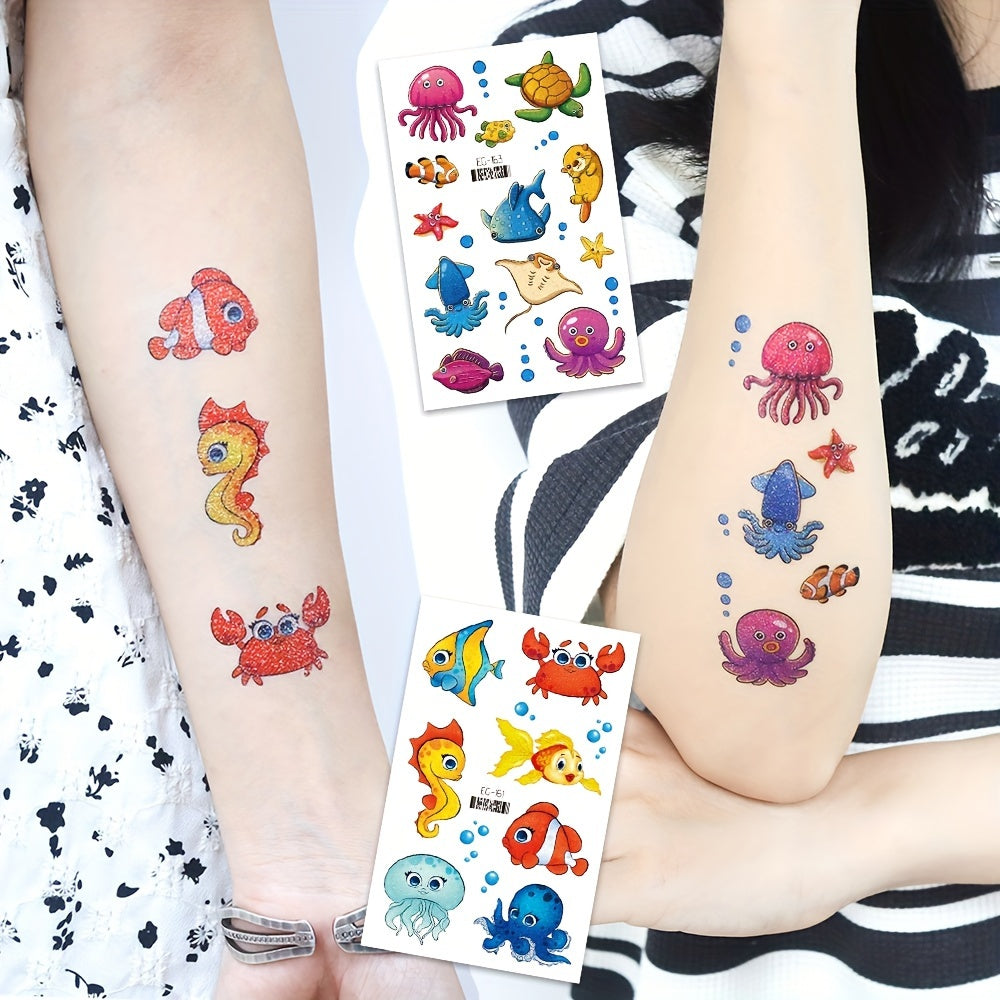 Glittering Ocean Sea Animals Temporary Tattoos Waterproof Lasting 2 5 Days