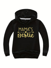 Kids Mama's Bestie Print Hoodie Pullover Sweatshirt