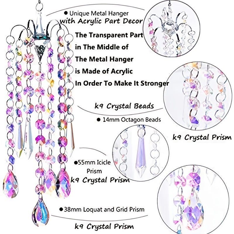 Crystal Chandelier Wind Chimes AB Coating Prisms Suncatcher Pendant