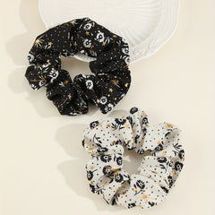 2pcs Boho Foral Print Scrunchies Hair Tie Glod Sparkle Hair Rope