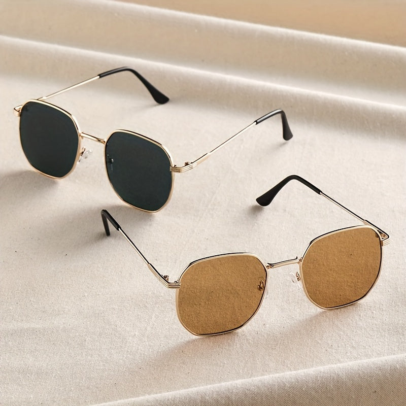 Square Metal Sunglasses UV400 Sun Shades for Beach Travel