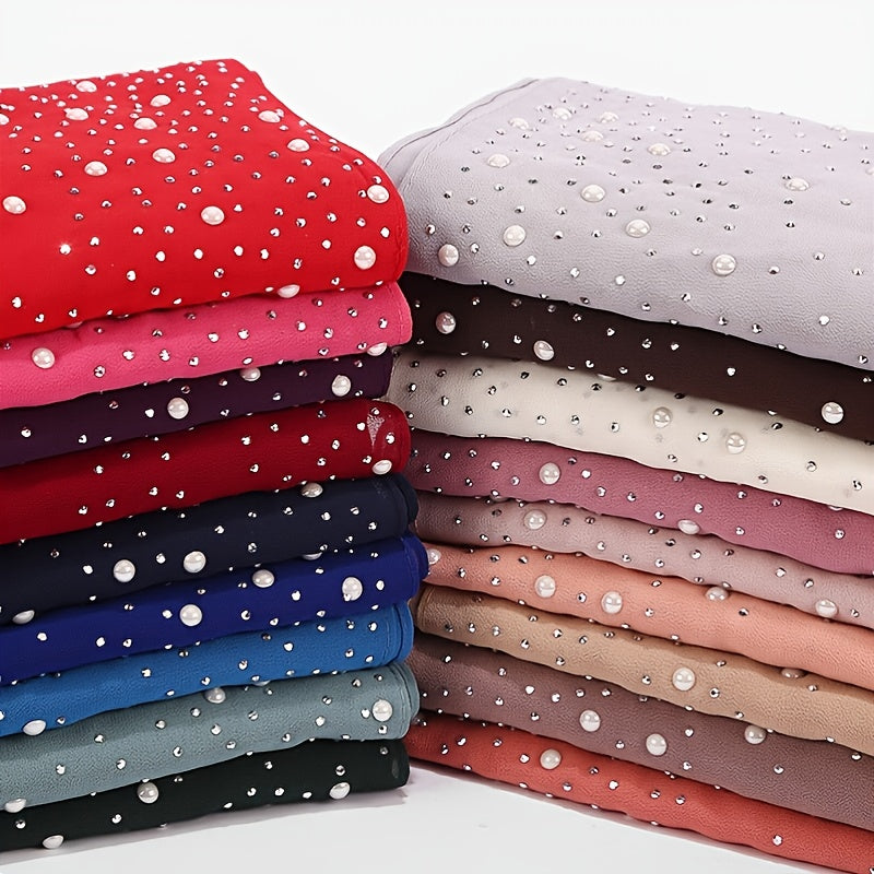 Wrinkles Chiffon Head Scarf Solid Bubble Wrap Shawl