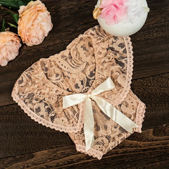 Baby Bow Lace Photography Suit Set Rose Red Beige Skin
