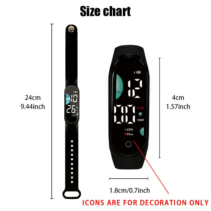 3pcs Student Sports Watches with Touchscreen 24H Digital Display PVC Strap