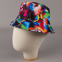 Colorful Graffiti Reversible Bucket Hat Lightweight Fisherman Cap