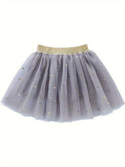 Star Sequin Tutu Skirt Toddler Girls Solid Mesh Skirt Kids Clothes